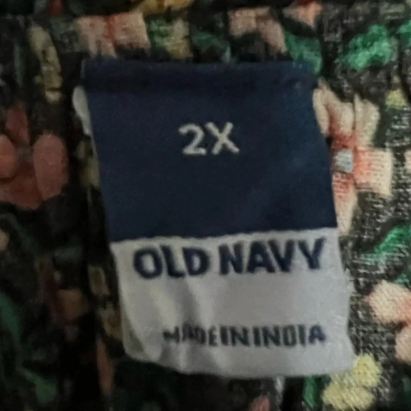 NWT Old Navy Black Floral Button Dress Raglan 3/4 Sleeve Plus Size 2X - Picture 9 of 12